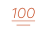 The number 100 is written in orange with two horizontal lines underneath it on a light gray background.