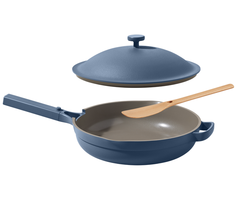 Blue Large Always Pan with nesting Beechwood Spatula