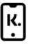 Black icon of a smartphone with a period on a white background