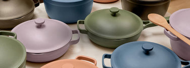 a variety of colors in always pan, perfect pot, mini perfect pot and mini always pan