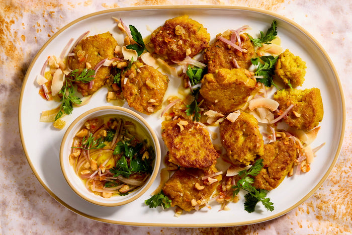 Chickpea Fritters in Green Salsa