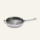 A Titanium Always Pan Pro 26 cm stainless steel frying pan with a textured interior surface, a long handle, and a small helper handle.