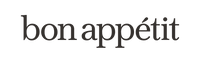 The phrase bon appétit is displayed in lowercase, black serif font on a light background.