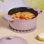 purple cast iron perfect pot serving fruit tart